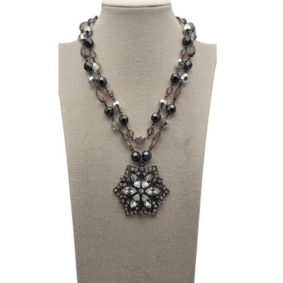 Art Deco Style Statement Necklace | Crystal Starburst Pendant - Picture 1 of 12